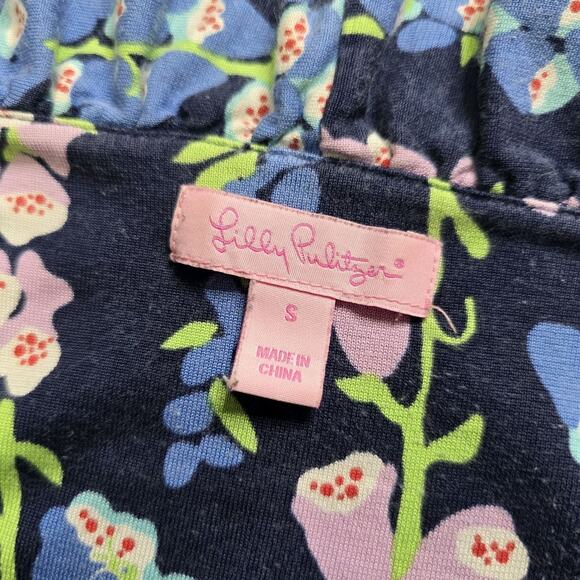 Lilly Pulitzer Clare Dress Bright Navy Fox Wisteria Silk Cotton Blend Size S - Picture 5 of 7